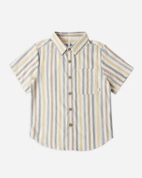 Striped short-sleeve shirt on a white background