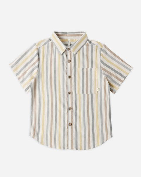 Striped short-sleeve shirt on a white background