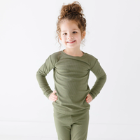 Olive Small Ribbed Pajama Set