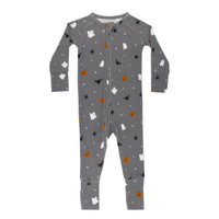 Halloween Boo Crew Small Ribbed Zip Romper