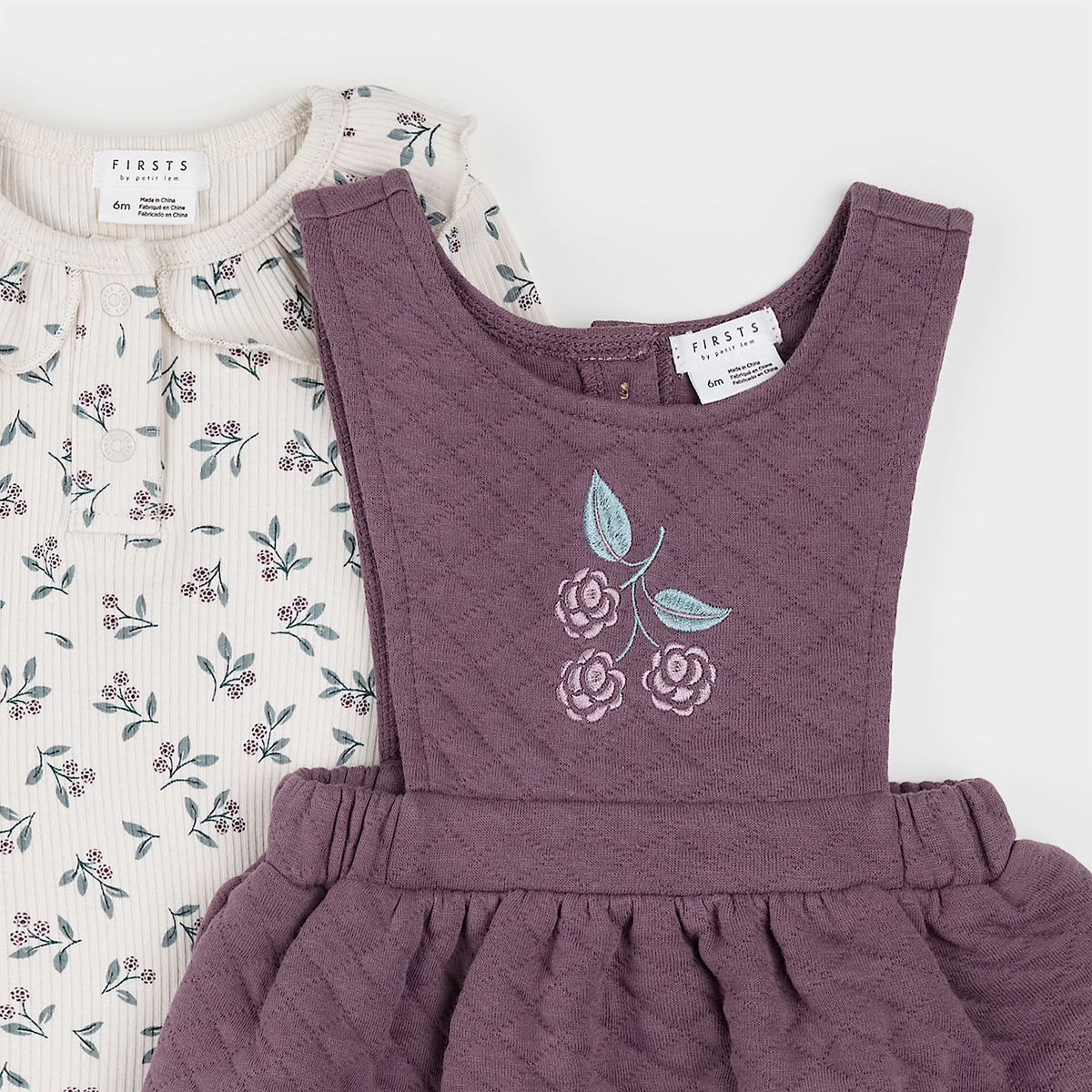Floral Eggplant Quilted Overall Dress