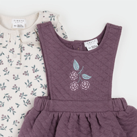 Floral Eggplant Quilted Overall Dress
