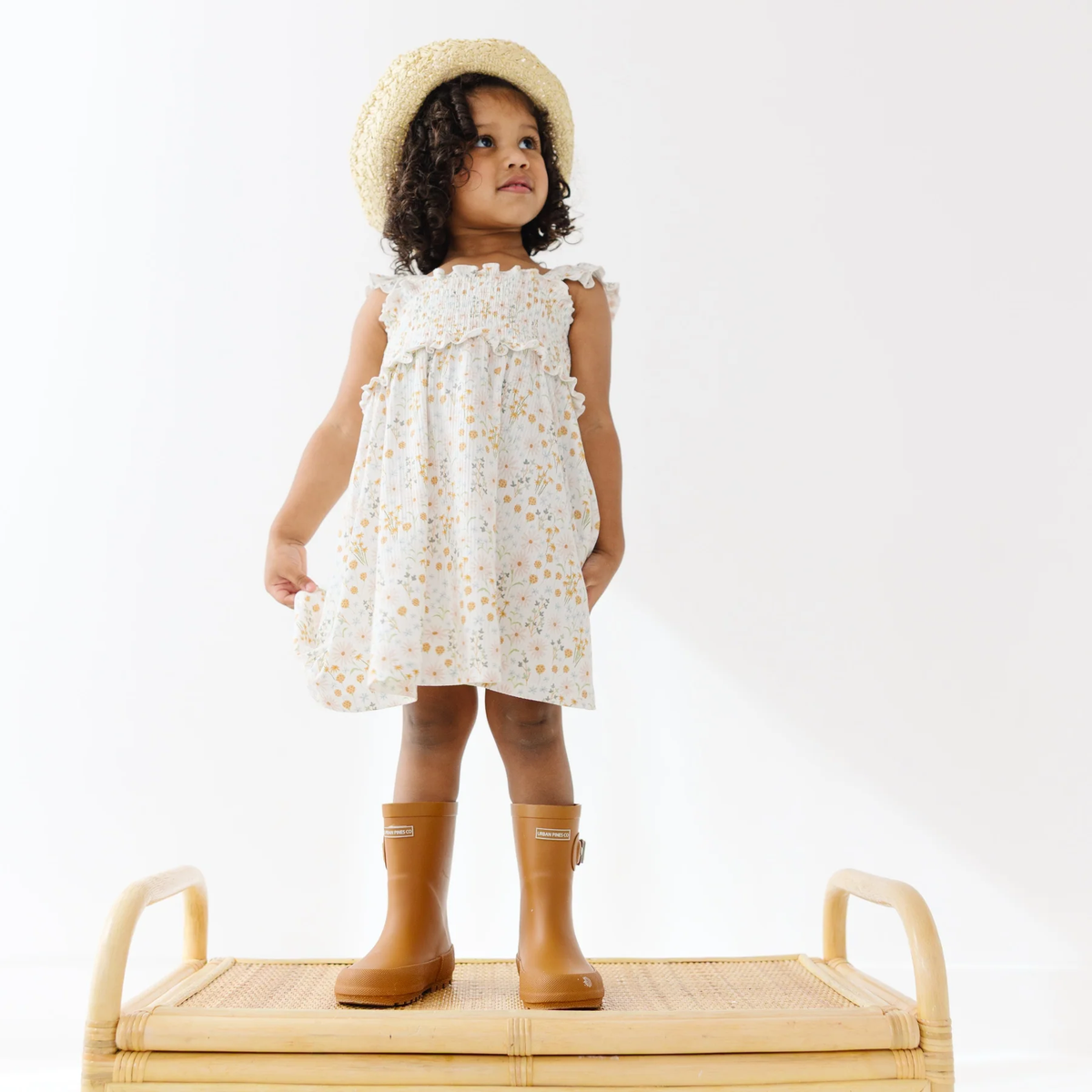 Whimsical Floral Bamboo Flutter Sleeve Dress