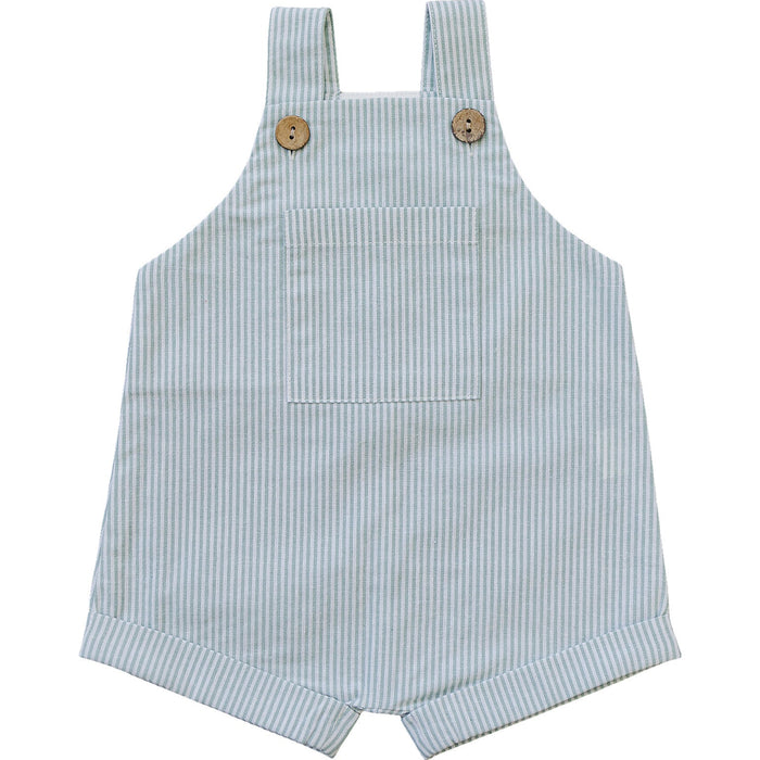 Green Stripe Linen Overalls