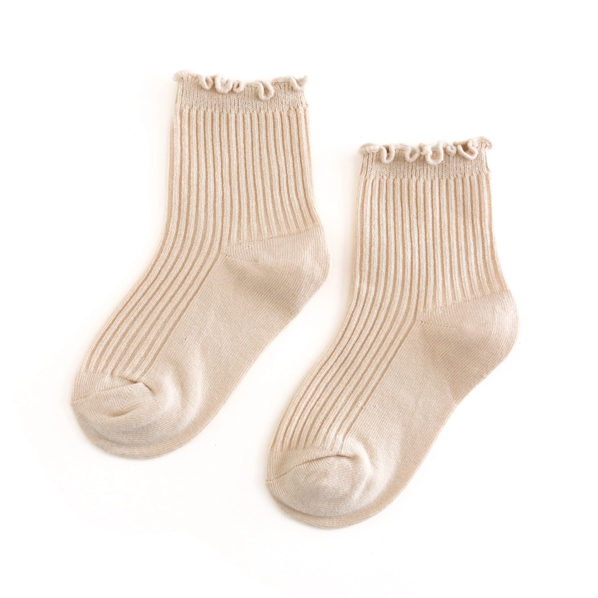 Vanilla Ribbed Lettuce Trim Midi Socks