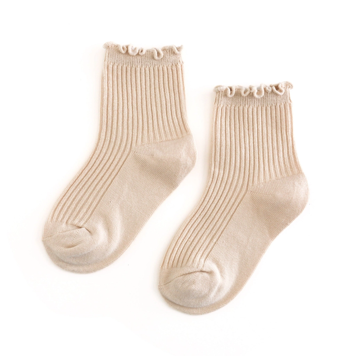 Vanilla Ribbed Lettuce Trim Midi Socks