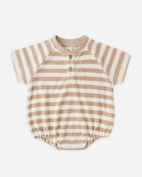 Striped baby romper on a white background