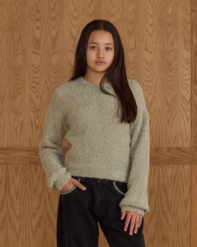 Tween Pistachio Boucle Aspen Sweater