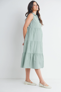 Sage Tiered Maternity Midi Dress