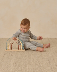 Steel Blue Stripe Ribbed Tee + Legging Set