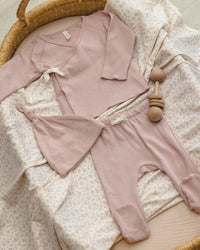 Blush Wrap Top + Footed Pant Set