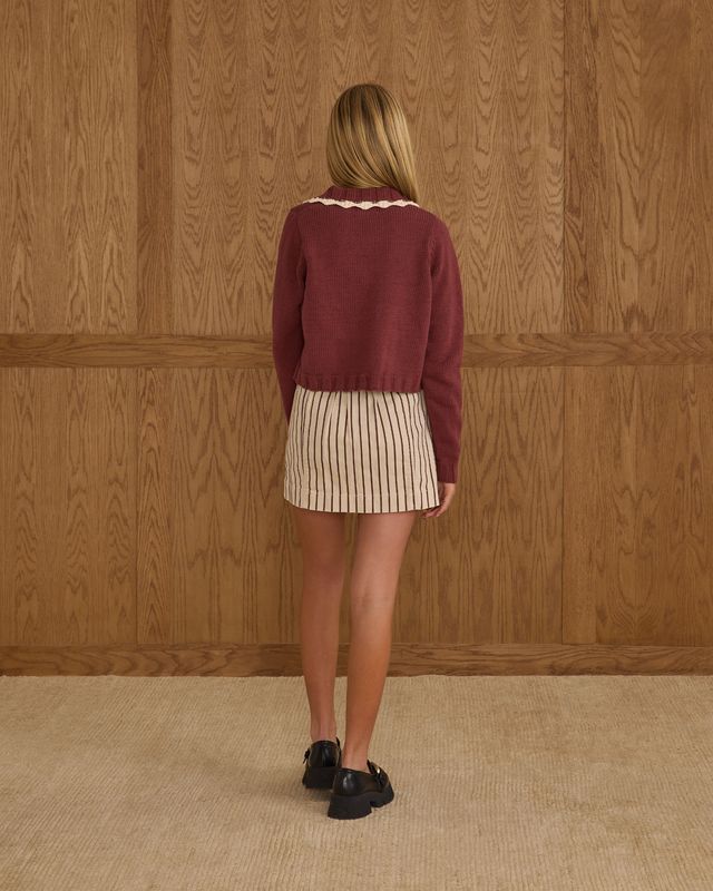 Tween Burgundy Collared Cardigan