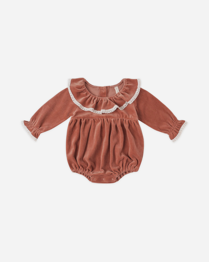 Cranberry Velour Romper