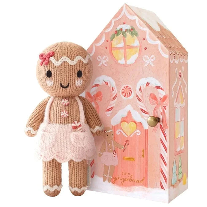 Tiny Gingerbread Sugarplum Knitted Doll