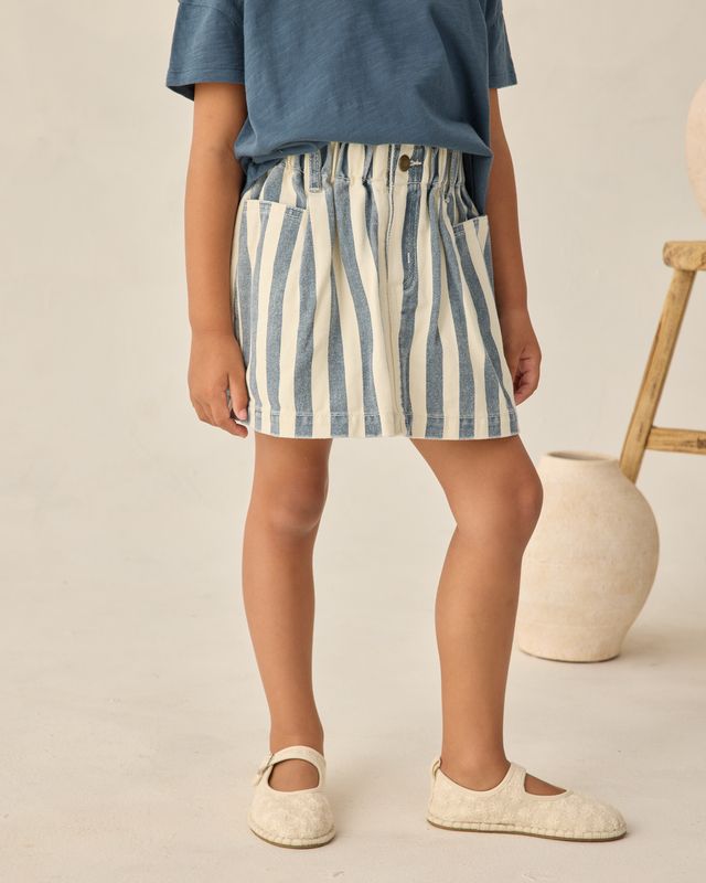 Navy Stripe Denim Mini Skirt