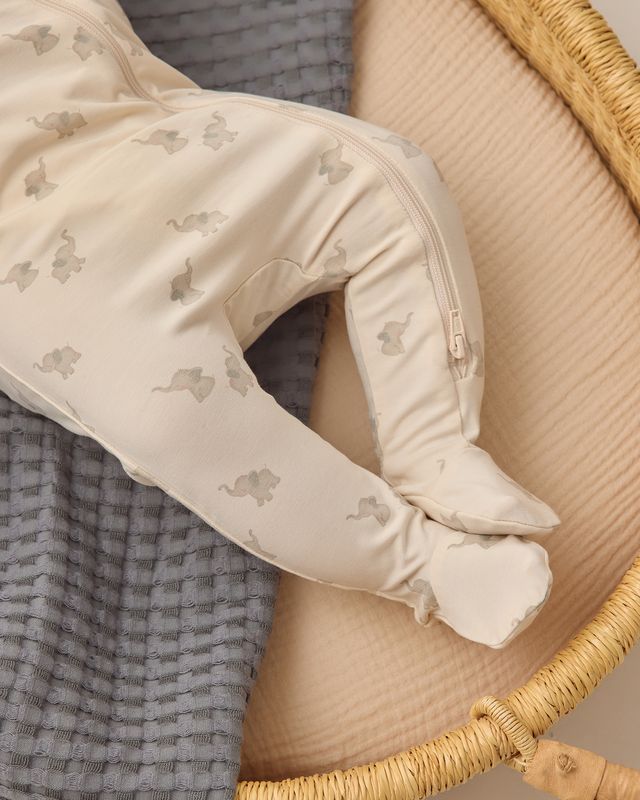 Elephants Bamboo Zip Footie