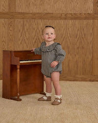 Black Gingham Colette Romper