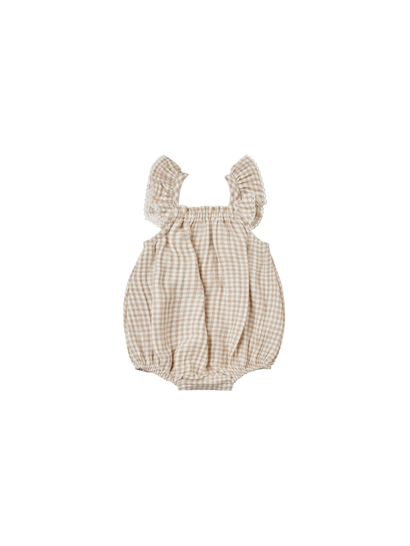 Oat Gingham Bonnie Romper