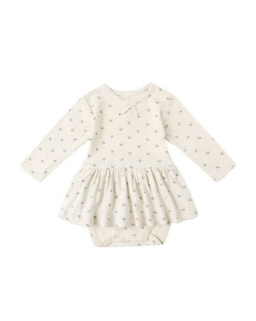 Blue Ditsy Skirted Bodysuit Dress