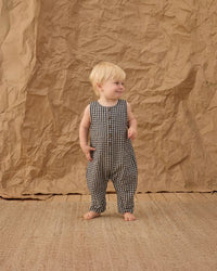 Black Check Button Jumpsuit