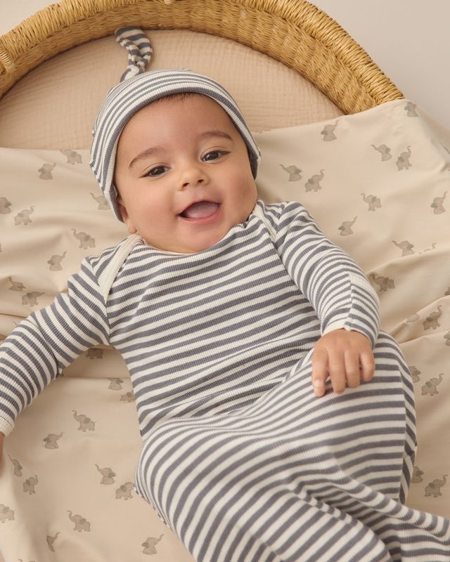 Ocean Stripe Knotted Baby Gown Set