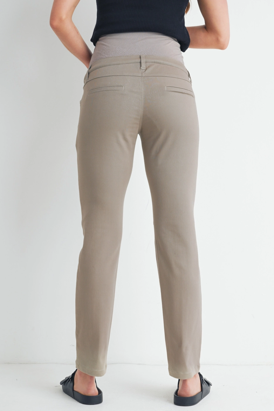 Khaki Straight Leg Maternity Pants