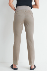 Khaki Straight Leg Maternity Pants