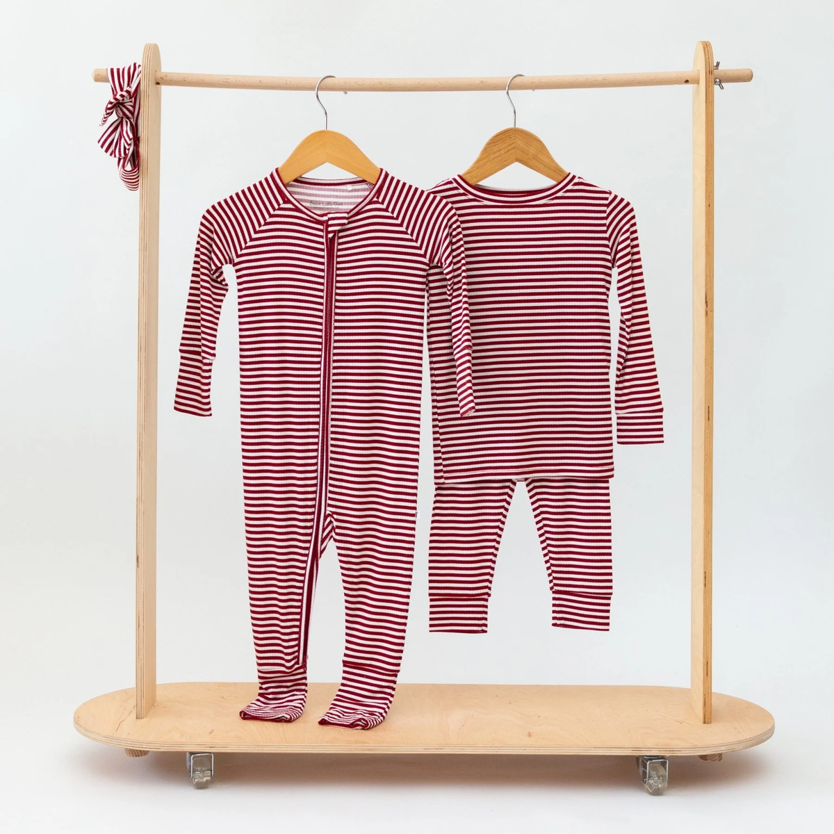 Red Stripe Zip Romper