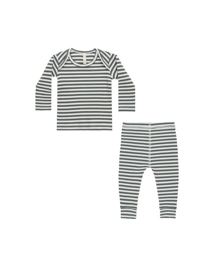 Indigo Stripe Ribbed Tee + Legging Set