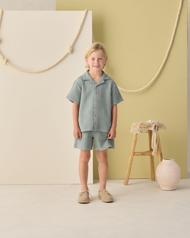 Sea Green Lapel Collar Shirt