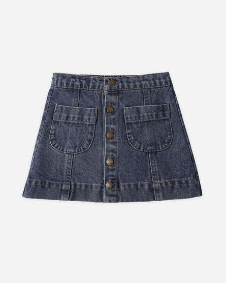 Denim skirt on a white background