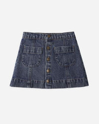 Denim skirt on a white background