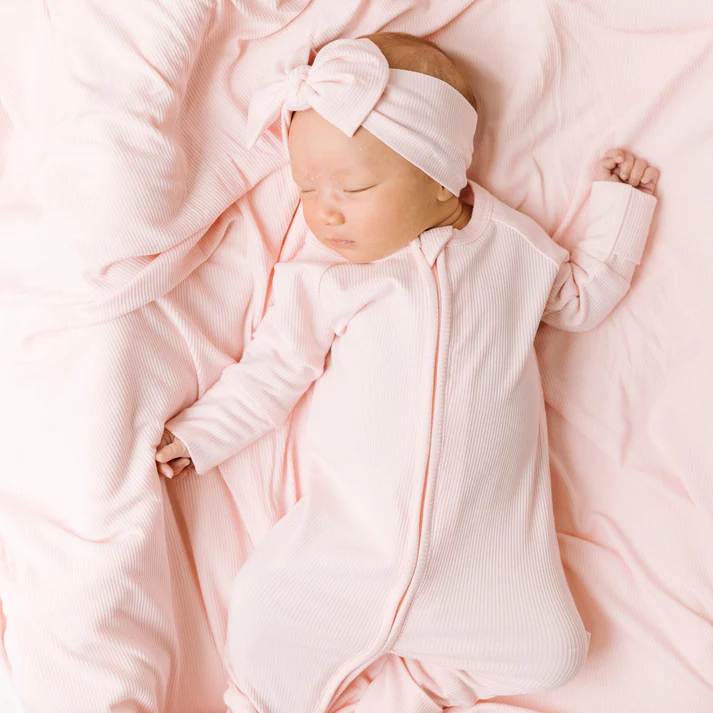 Ballet Pink Ribbed Bamboo Zip Romper