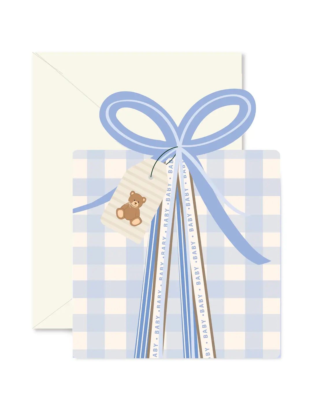 Blue Gingham Gift Greeting Card