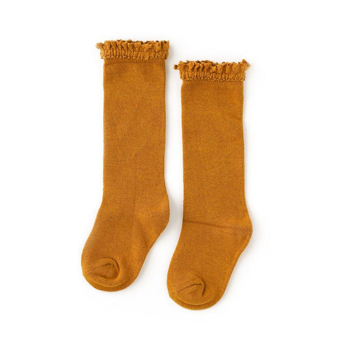 Mustard Lace Top Knee Highs