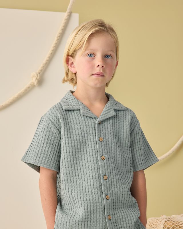 Sea Green Lapel Collar Shirt