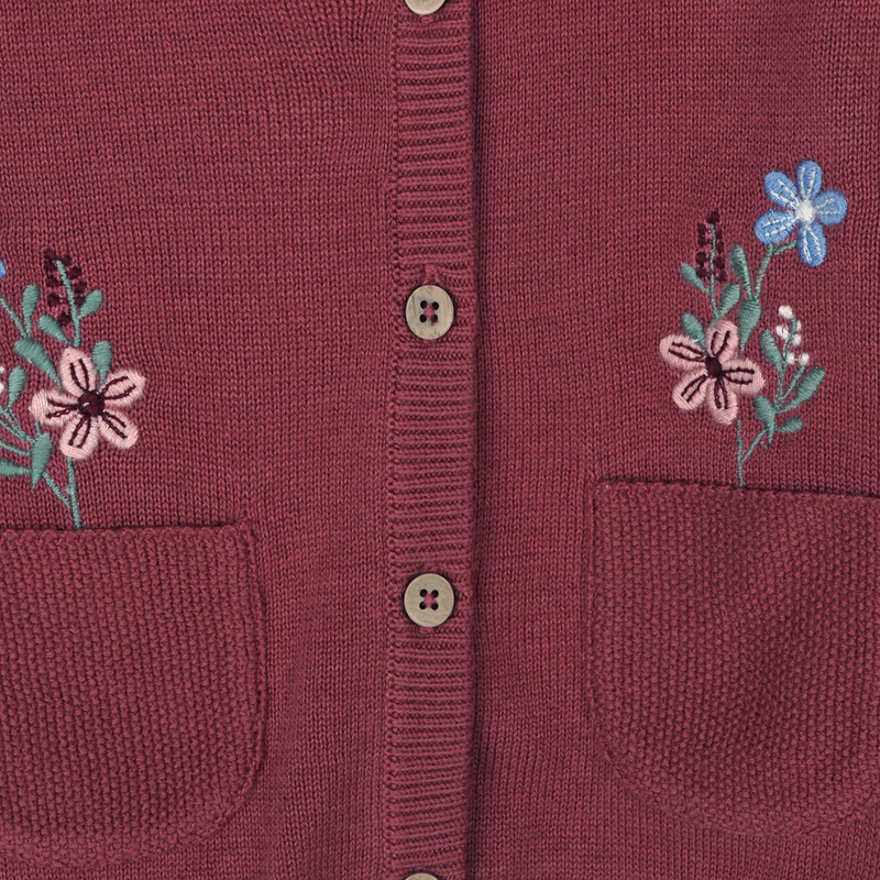 Berry Floral Knit Cardigan