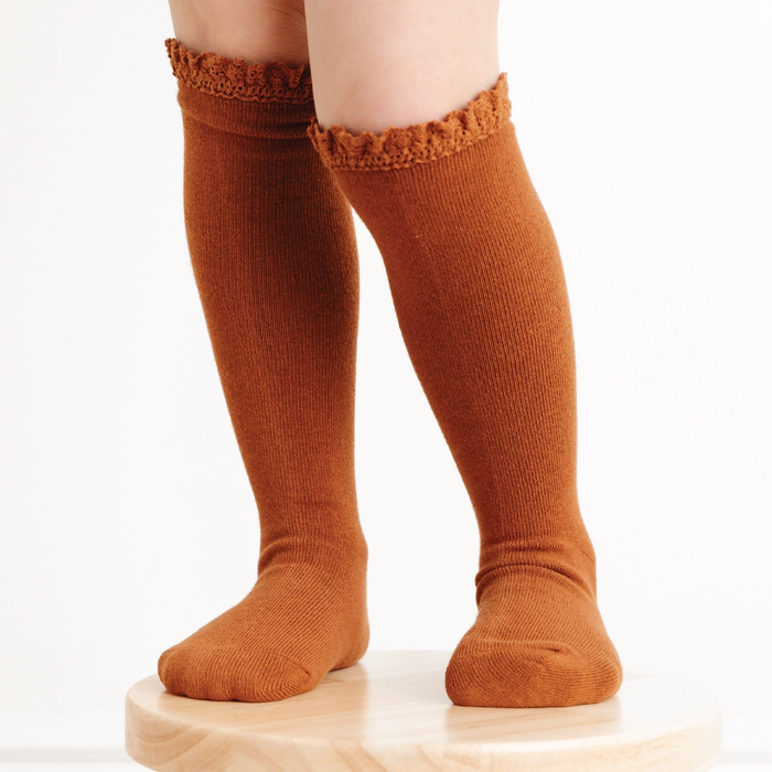 Sugar Almond Lace Top Knee Highs