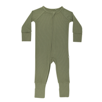 Olive Small Ribbed Zip Romper