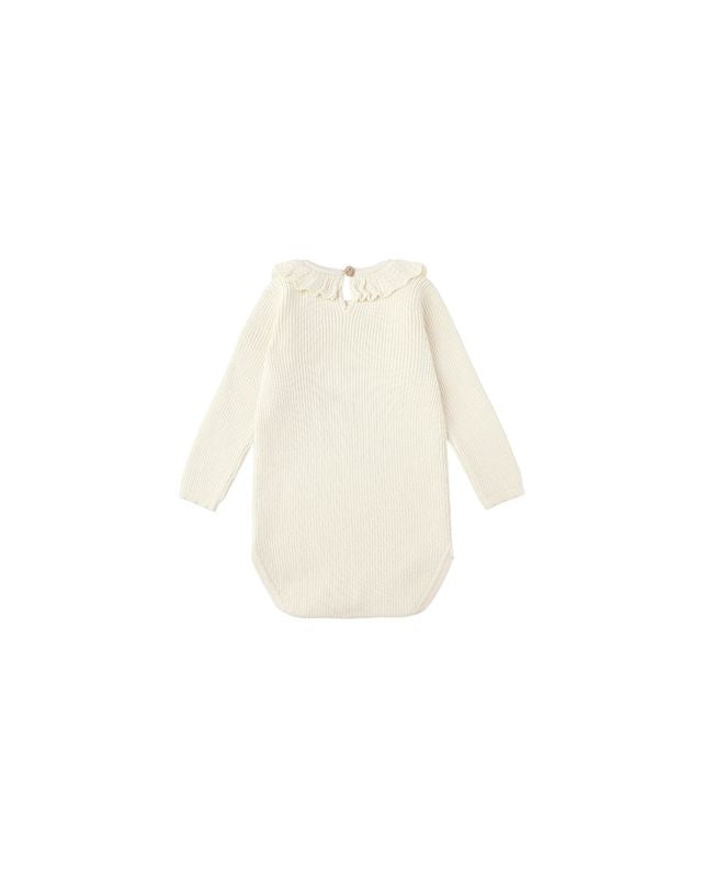 Natural Ruffle Collar Bodysuit