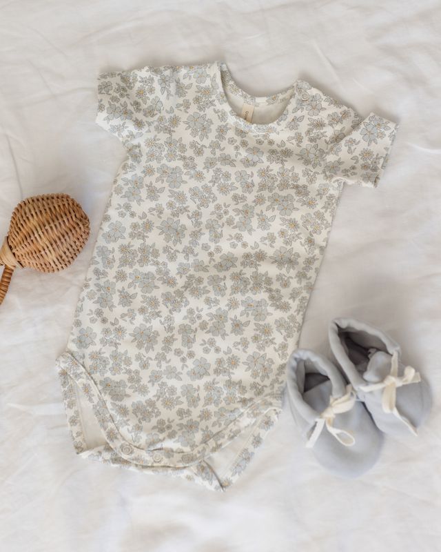 Blue Floral Bamboo Bodysuit