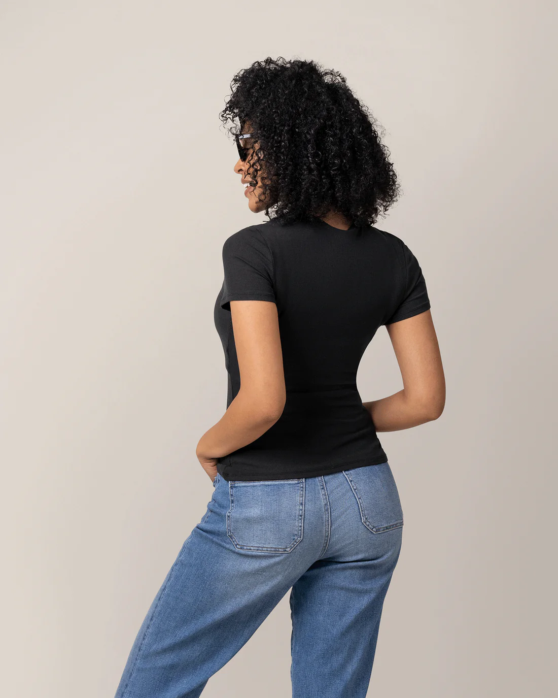 Black Ribbed Bamboo Nursing T-Shirt