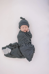Navy Stripe Bamboo Swaddle