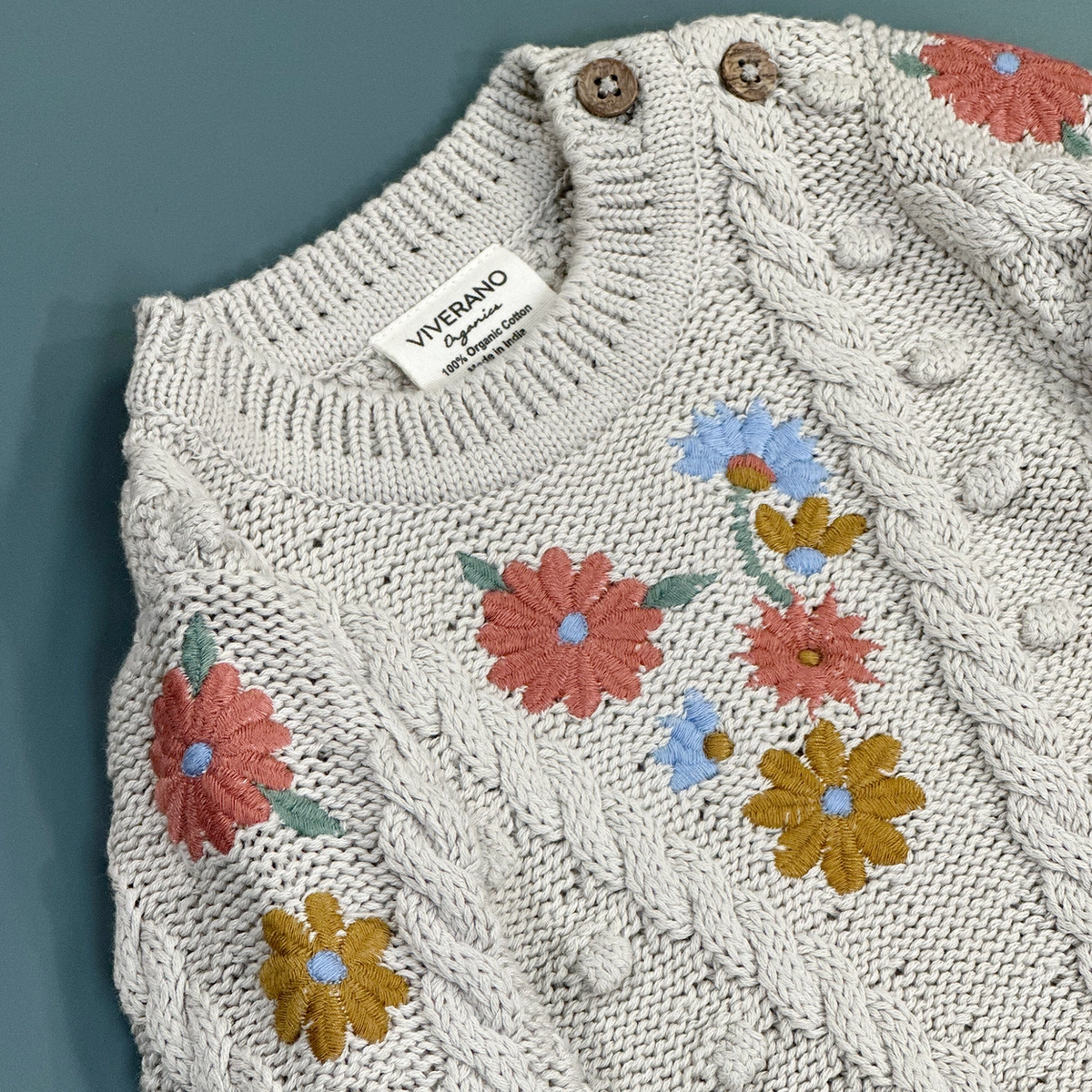 Floral Embroidered Knit Sweater