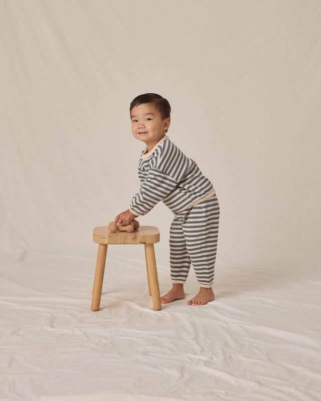 Ocean Stripe Waffle Slouch Set