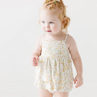 Whimsical Floral Bamboo Ruffle Romper