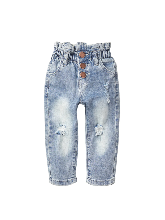 Light Wash Paperbag Waist Denim