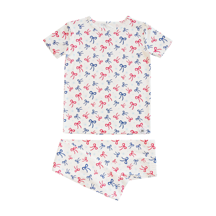 Red, White & Bow Bamboo Pajama Set