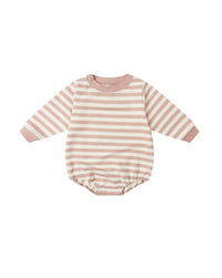 Pink Stripe Crewneck Bubble Romper