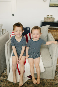 Navy Stripe Bamboo Cozy Set
